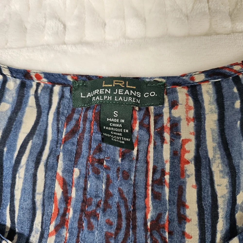 LRL Ralph Lauren Pintuck Peasant Top with 3/4 Sleeves - Picture 6 of 13